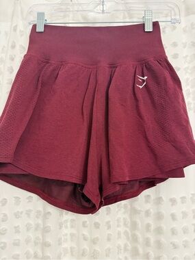 Gymshark Burgundy Flared High-Waist Women's Shorts